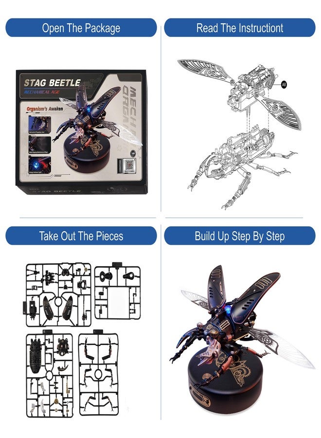 WOWOOD 3D Metal Puzzles for Adults, DIY Model Kits to Build, 115 Pieces Mechanical Puzzle Stag Beetle, STEM Toy, for Adults（Stag Beetle） - Image 5